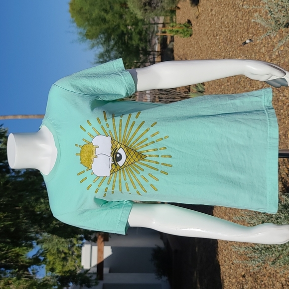 Bella Canvas Tops - Seafoam Ice Cream Cone Eyeball Gold Bling Punk Retro Short Sleeve Graphic Tee S